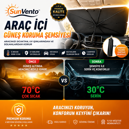 SunVento™ Araç Oto Güneşlik Katlanabilir Şemsiye