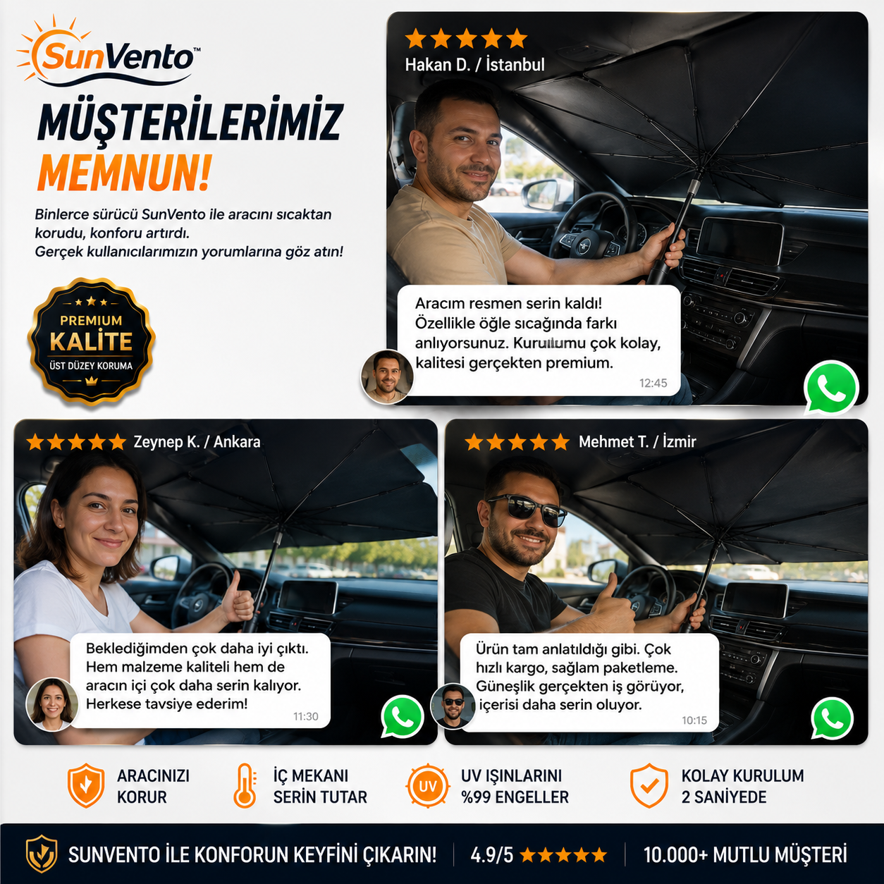 SunVento™ Araç Oto Güneşlik Katlanabilir Şemsiye