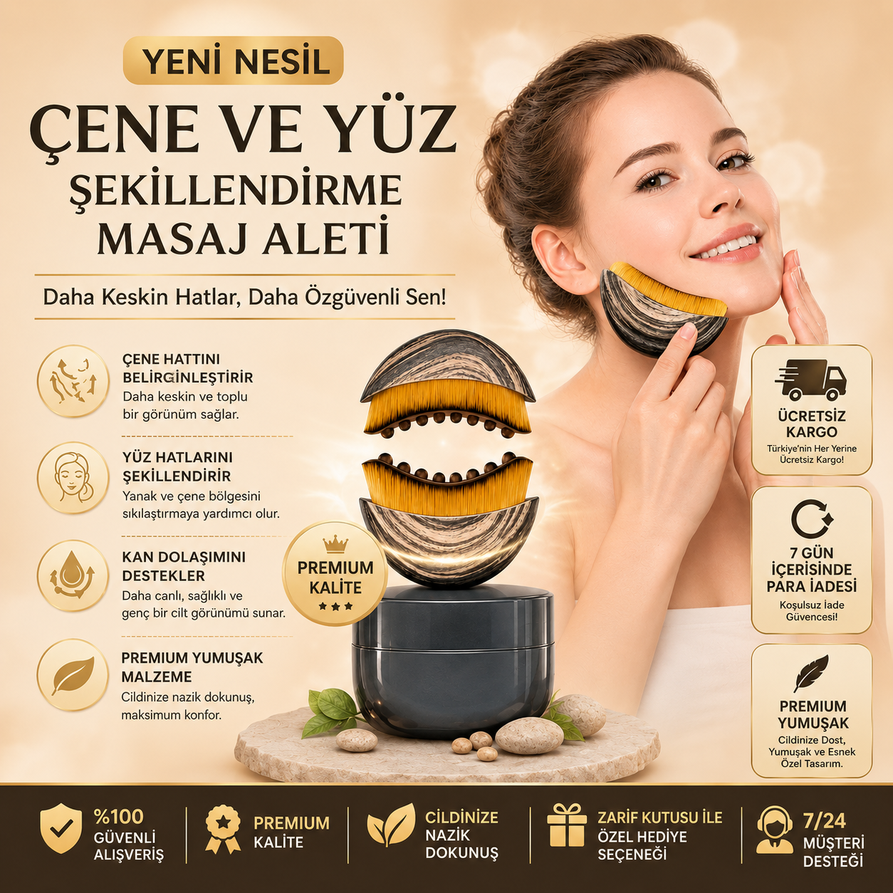 Faceva™ Çene Şekillendiren Yüz ve Gıdı Toparlayıcı Masaj Aleti