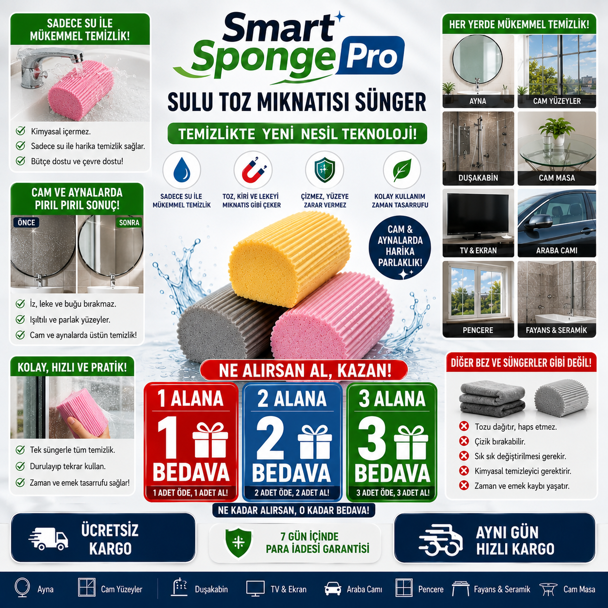 Smart Sponge Pro Toz Mıknatısı Sünger