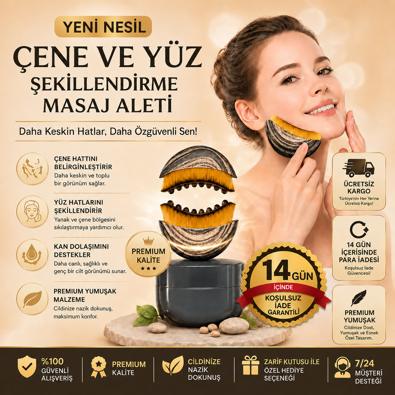 Faceva™ Çene Şekillendiren Yüz ve Gıdı Toparlayıcı Masaj Aleti
