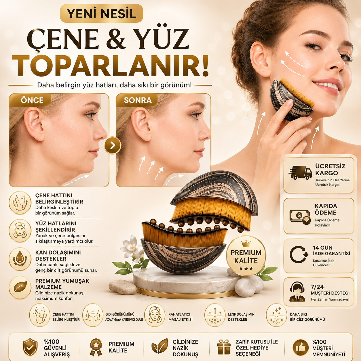 Faceva™ Çene Şekillendiren Yüz ve Gıdı Toparlayıcı Masaj Aleti